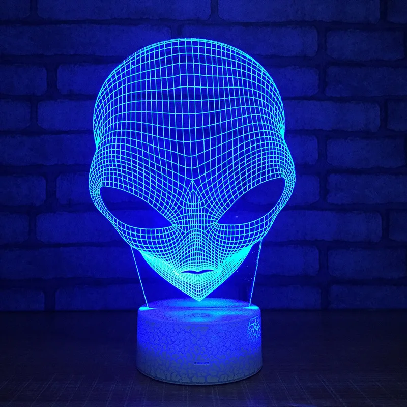 Инопланетянин 3D Акриловый светодиодный ночник сенсорный 7 цветов меняющийся