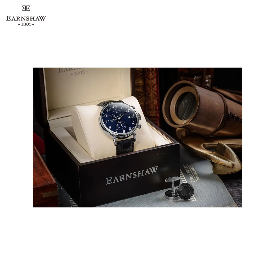 Наручные часы Earnshaw ES-8089-03 мужские с кварцевым хронографом на кожаном ремешке |