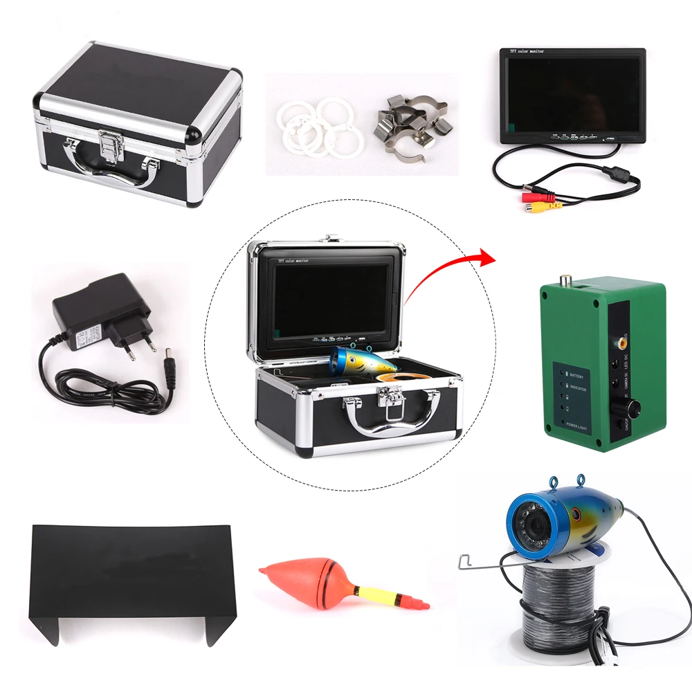 7 дюймов TFT HD 1000tvl подводная рыболовная видеокамера комплект 12 шт инфракрасная