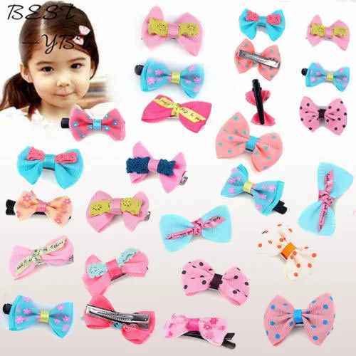 Заколка для волос в горошек с бантом девочек зажим милым Детские аксессуары 20