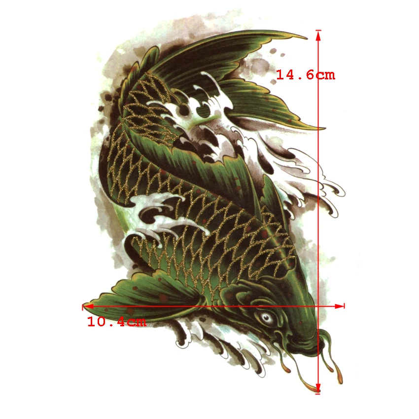 Водостойкая временная тату наклейка Arowana 3 шт. для татуировки золотое тело