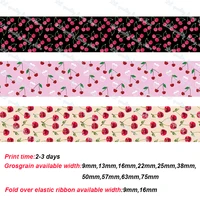 sweet cherry printed grosgrain ribbon tape clothing gift wrap decoration ribbons diy handmade materials 50 yards