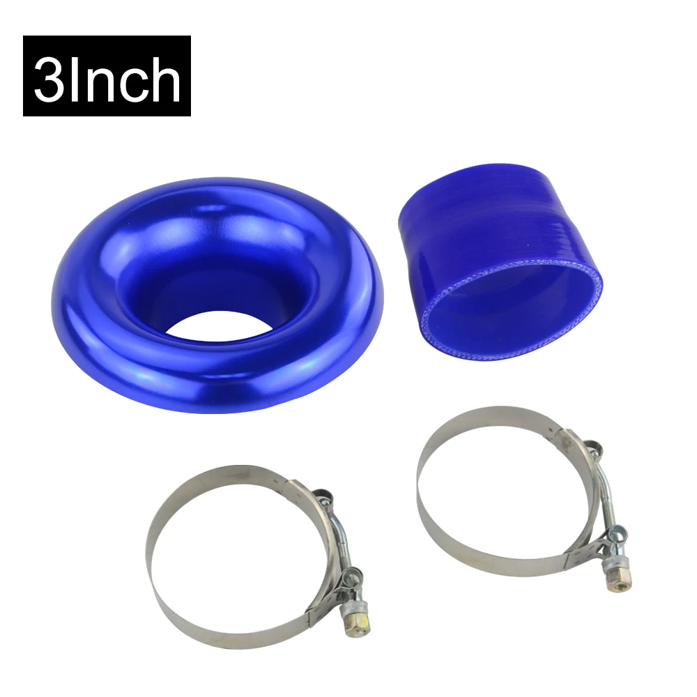3 Inch Blue " или 4" короткий ram/Холодный Воздушный компрессор/Впускной скорость стека/турбо Рог Комплект с силиконовым шлангом и SS304 зажим - Цвет: 3 Inch Blue
