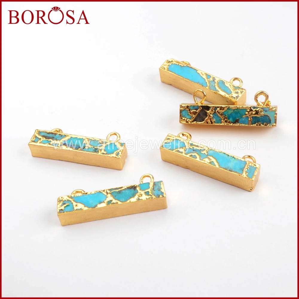 BOROSA 5/10 шт Золотой Цвет Медь натуральная бирюза соединитель Новый Бирюзовый