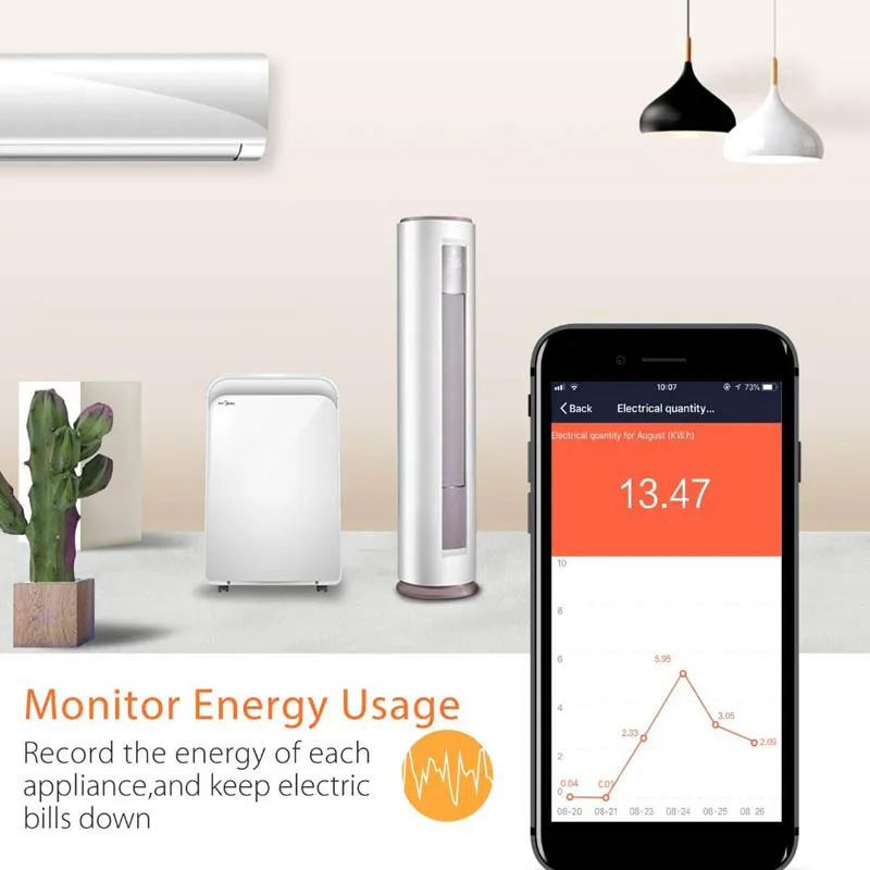 16A 2300 Вт 50 Гц WiFi смарт Мощность ЕС Стабилизатор напряжения с 2 розетка Smart Home