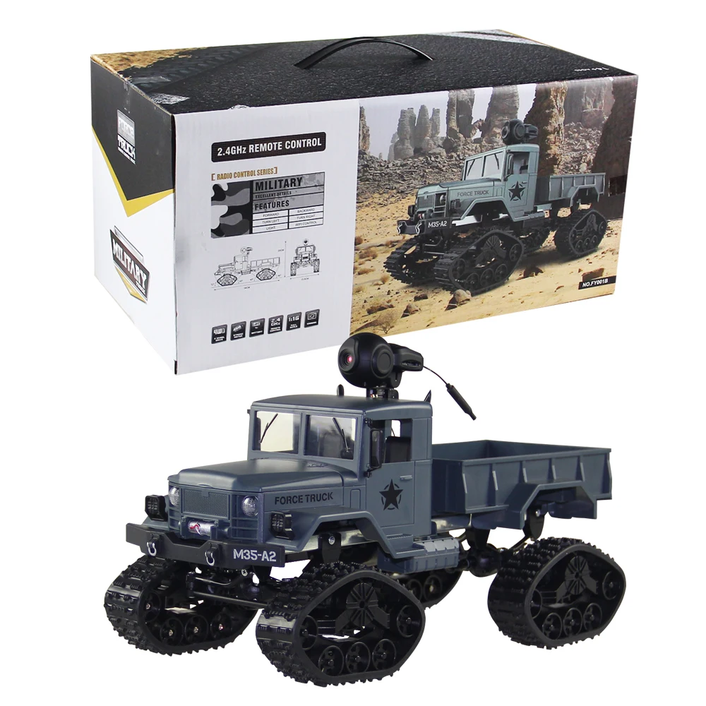 

2018 Newest 1/16 2.4G 4WD RC Car 720P 0.3MP WIFI FPV Brushed Off-road Military Truck W/ LED Light