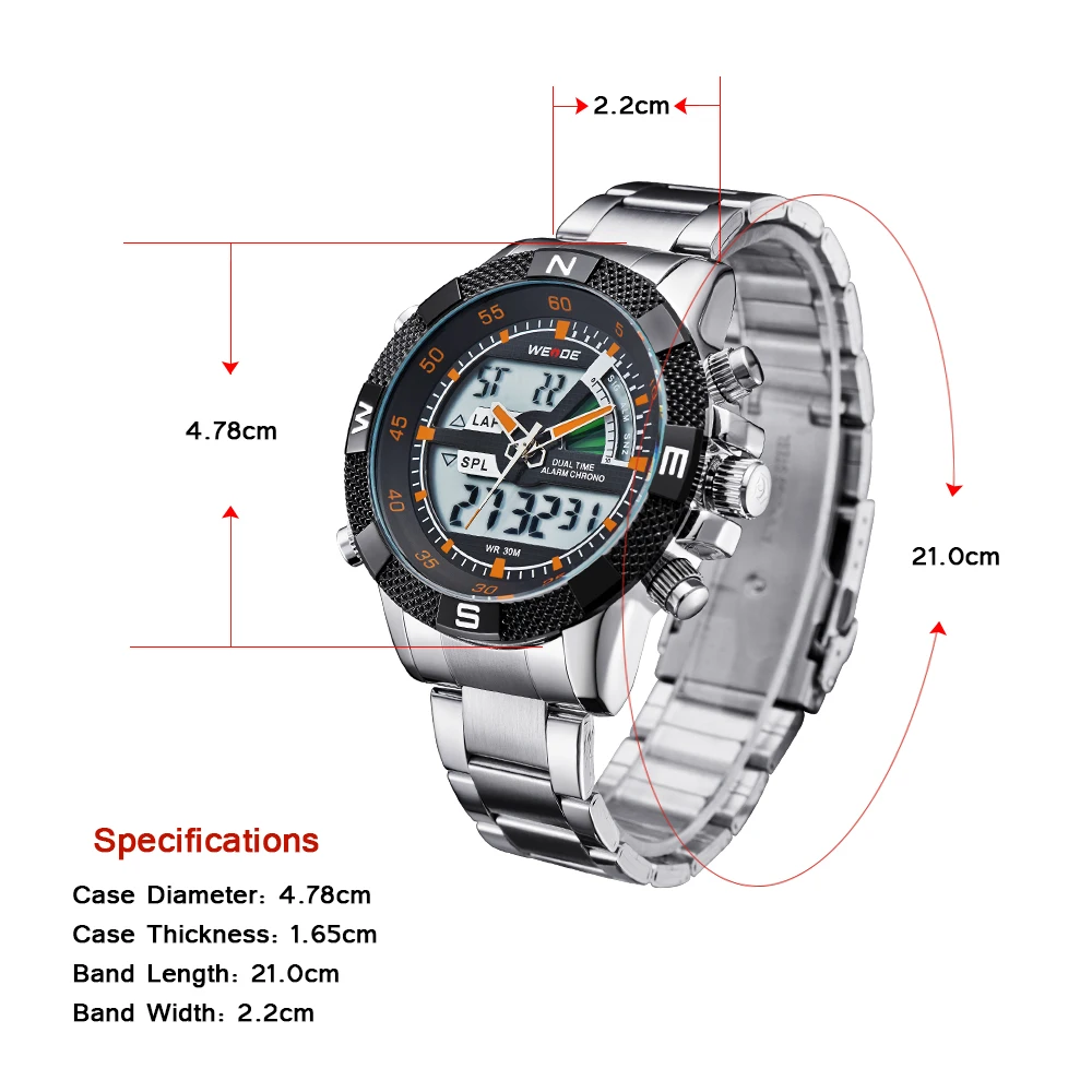 WEIDE часы Открытый Для мужчин спортивный Часы Аналоговый Цифровой Дисплей