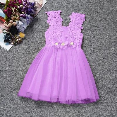 Платье для девочек лето 2019 новое шелковое газовое платье без рукавов однотонное