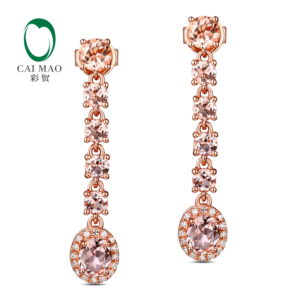 CaiMao 10KT/417 розовое золото 2.08ct натуральный морганит 0.14ct круглая огранка алмаз