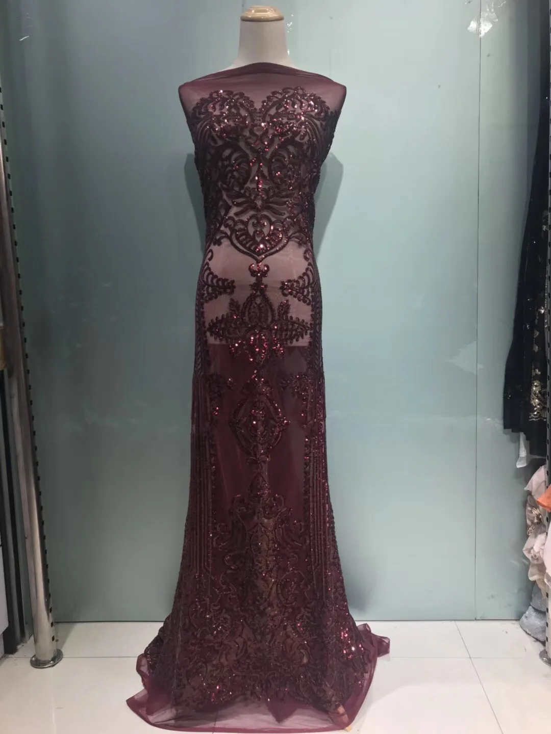 Черная африканская полированная кружевная ткань Высококачественная