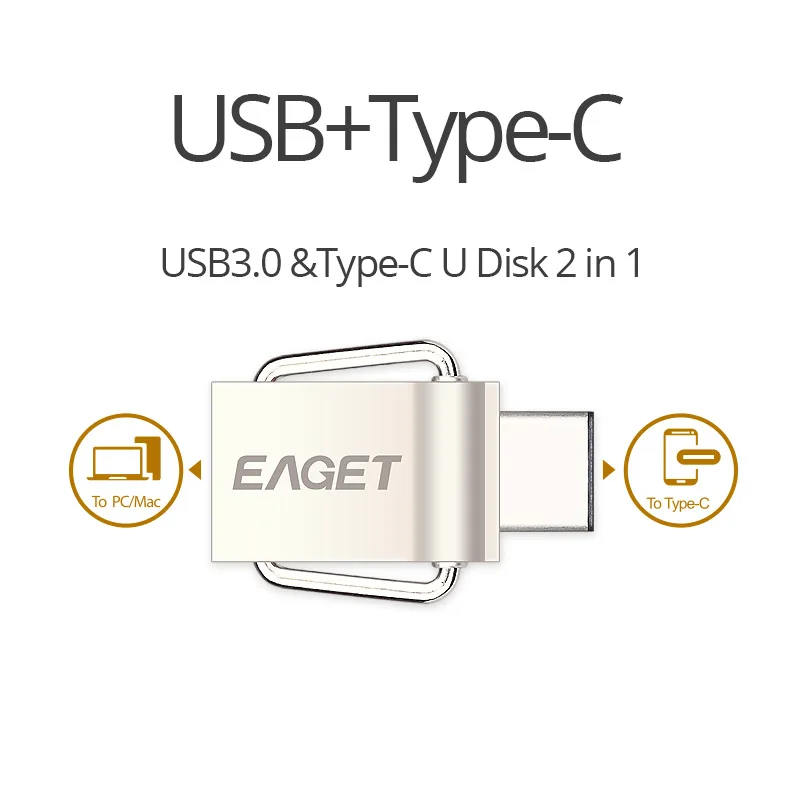 Eaget OTG USB флеш накопитель 32 Гб 16 3 0 Тип C флэш диск мини 64 флешки для ПК type телефонов
