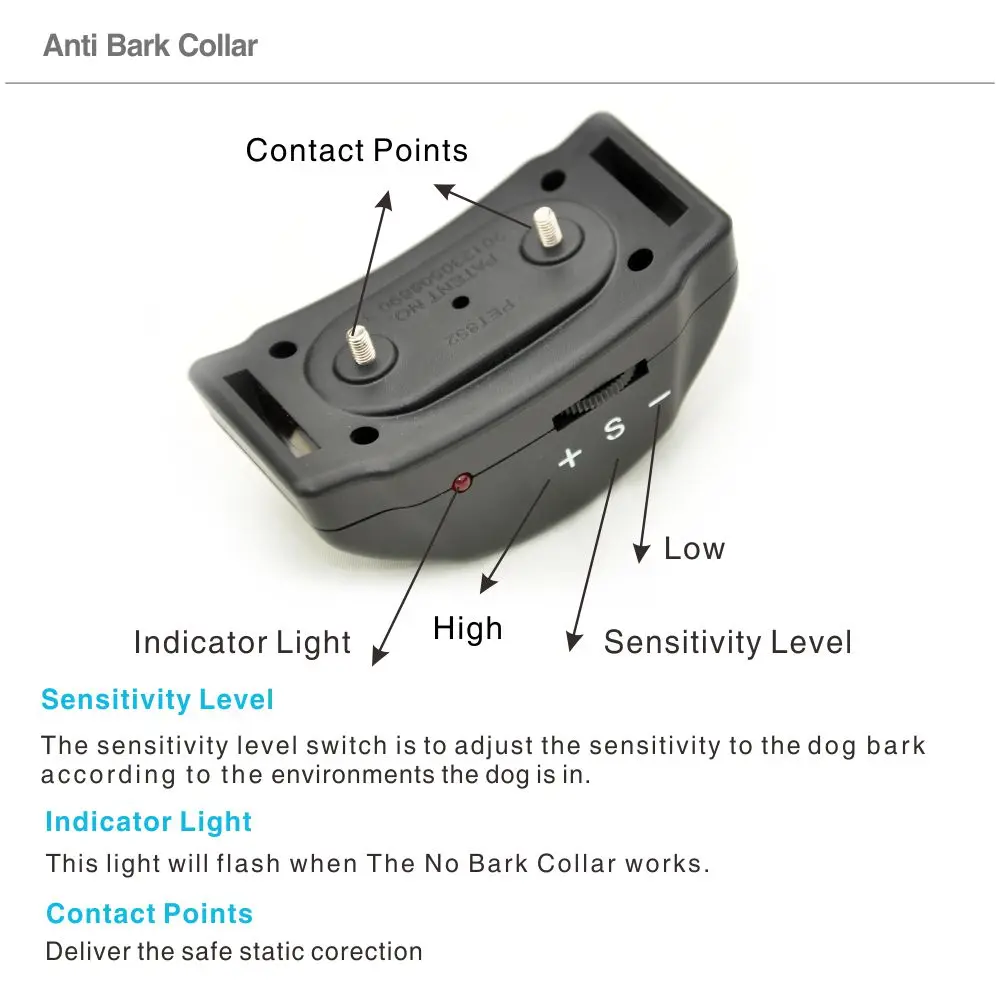100% Brand Electric Dog Controller Collar Human Design E-Collar No Bark Suitable for Small / Medium Large Dogs | Дом и сад