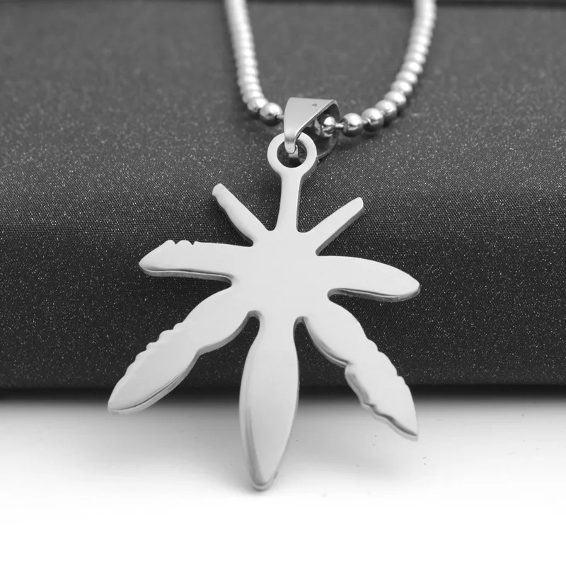 European American Canada Jamaica Hemp Maple Leaf Necklace African Plants Tree Weed Foliage Leaves Stainless Steel Necklaces | Украшения и