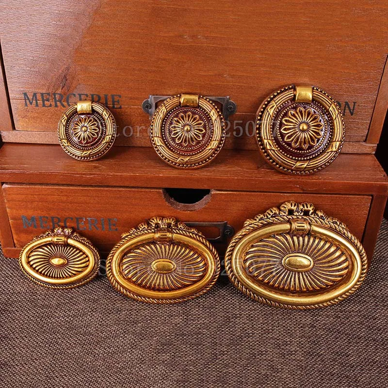 8 шт. одно отверстие Европейский античный цинковый сплав ящик шкаф кухонный