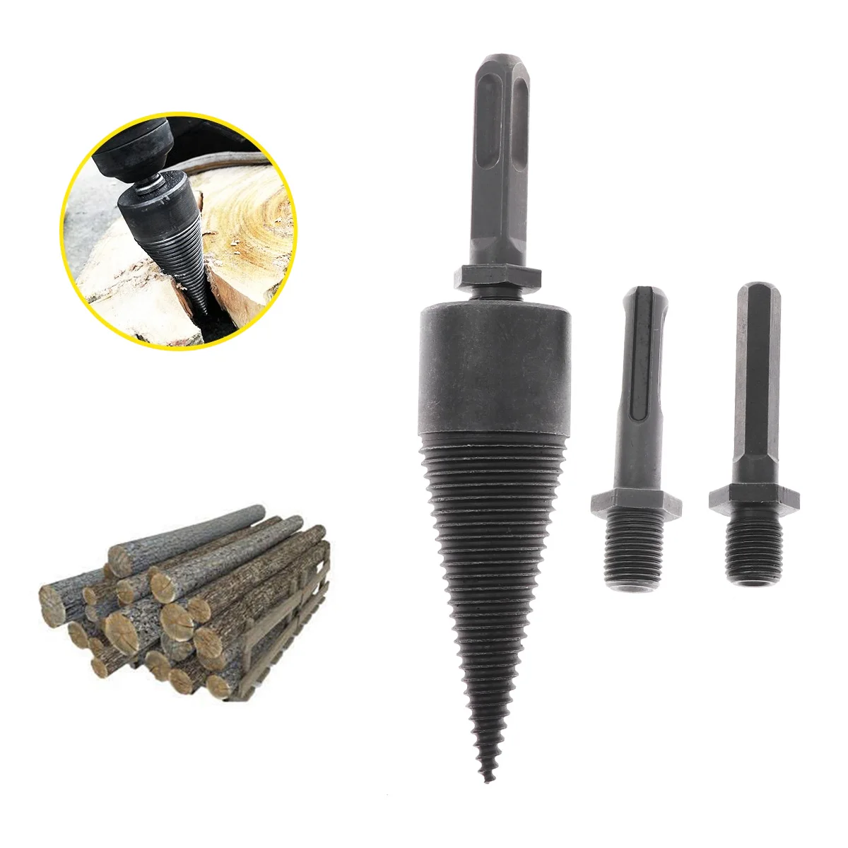32mm Firewood Drill Bit Chop Wood Splitting Tool Cone Log Splitters Wood Breaking Machine Wood Breaker Firewood Chopper