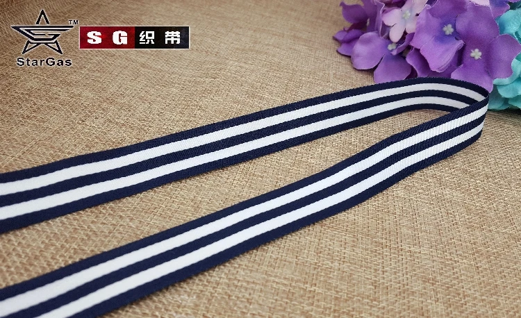 (1 м/лот) 3/4 &quot20 мм темно синяя белая полоса grosgrain лента DIY Ручная работа швейная