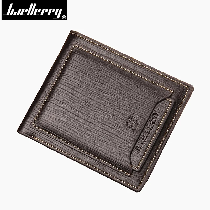 

Baellerry Short Men Wallets Brand Leather Credit Card Holder Coin Money Vintage Male Purse Trifold Clutch Large Capacity Bag
