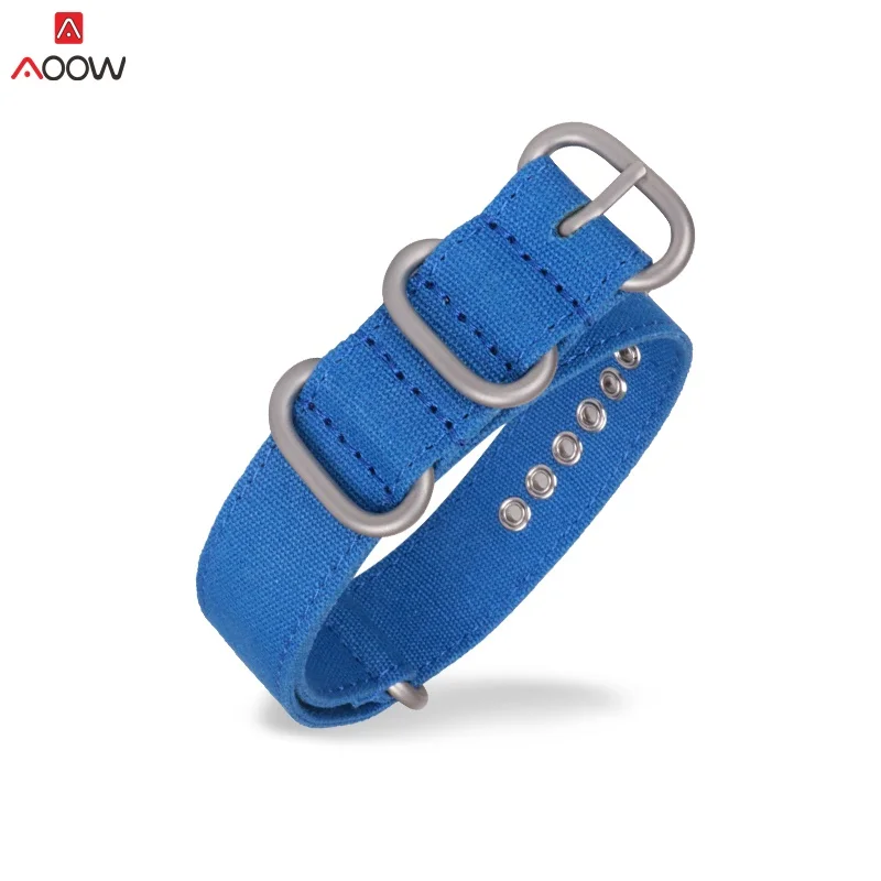 blue-02-black AOOW стиль Модные нейлоновые холщовые ремешки для samsung 18 мм 24 мм 22 мм 20 мм 26 мм Универсальные спортивные Ремешки для наручных часов - Цвет ремешка: blue-02-black