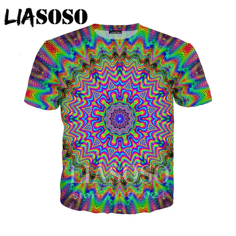 LIASOSO, аниме, 3d принт, футболка для мужчин и женщин, хип-хоп, модная, мандала, новинка, Harajuku, футболка, рубашки, короткий рукав, homme, футболка E177