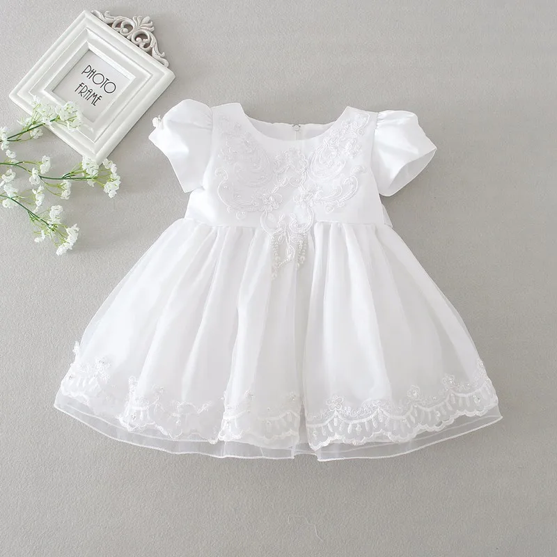 Платье на крестины для маленьких девочек платье + шляпа шаль Vestidos Infantis кружевное