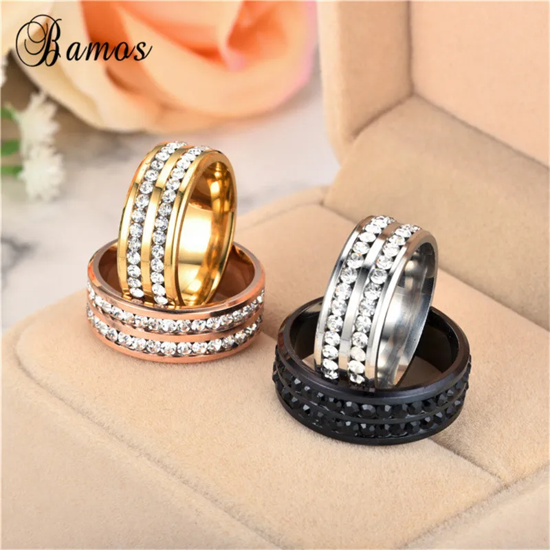 Кольцо из нержавеющей стали со стразами 4 цвета|stainless steel wedding rings|finger ringsteel ring |