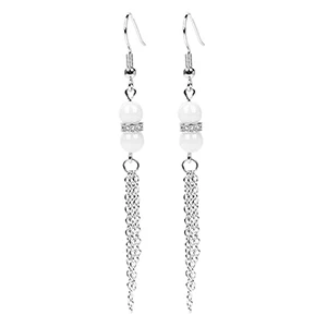 White Earrings Модные керамические серьги невесты длинные серьги-подвески хрустальные серьги с кисточками со стразами для женщин Свадебные обручальные ювелирные изделия - Окраска металла: White Earrings