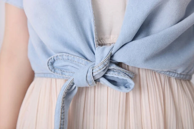 Женская джинсовая куртка повседневная короткая приталенная с коротким рукавом