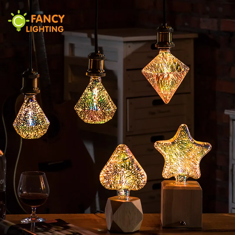 Светодиодная лампа Star/Heart/Diamond 3D bombillas Led 110 V/220 V Рождественская лампочка для