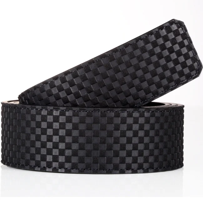 [ZMMYY] (No Buckle only belt)Classic black brown cowskin Leather 3.8 cm Belts Designer men High Quality plaid Belt | Аксессуары для