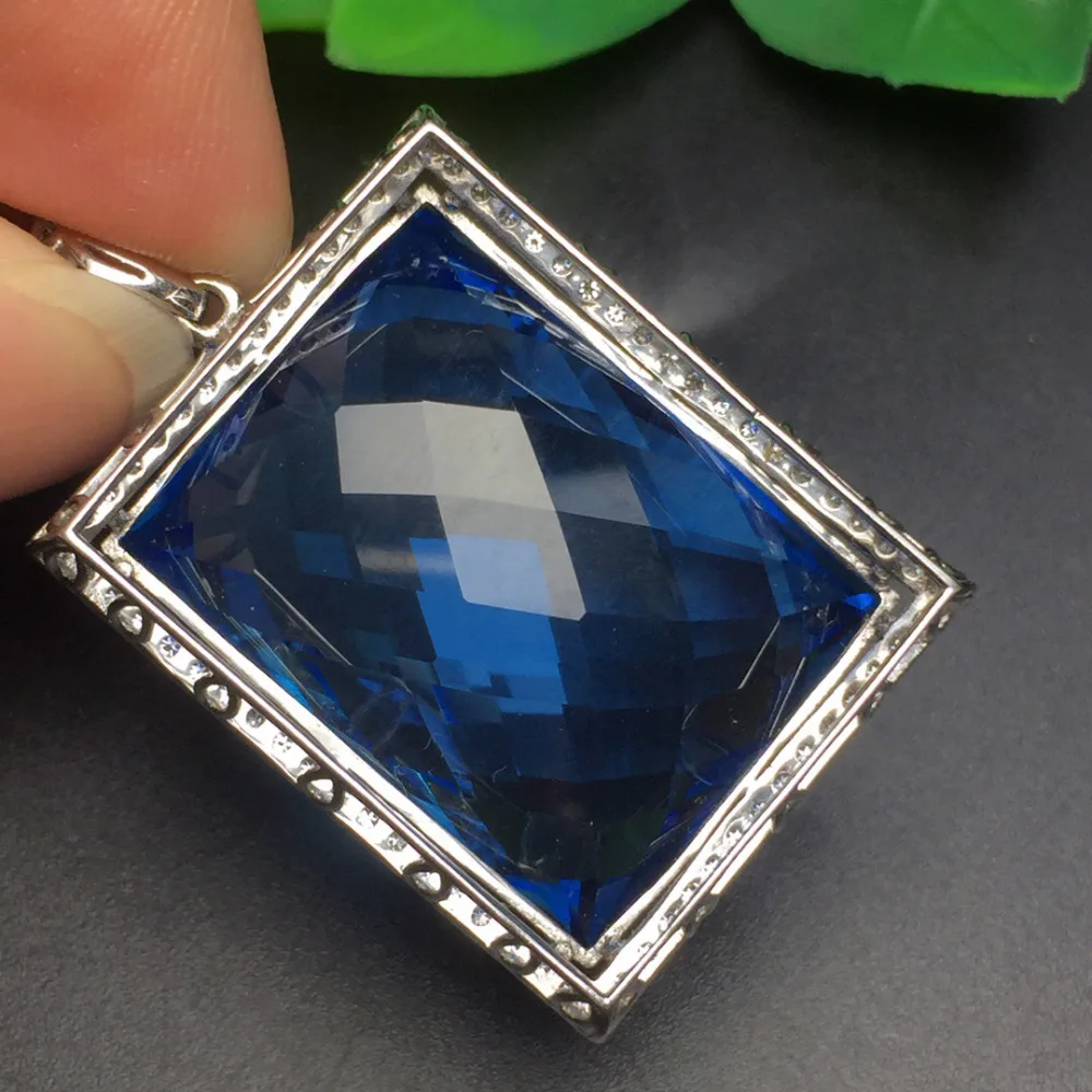 Коллекция ювелирных украшений Настоящее 18K Белое Золото 100% натуральный голубой