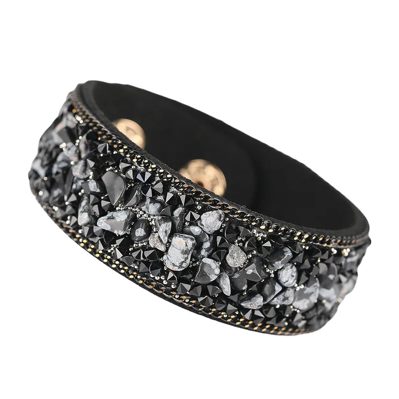 Стимпанк классные мужские и женские браслеты с каменным дизайном кожаные