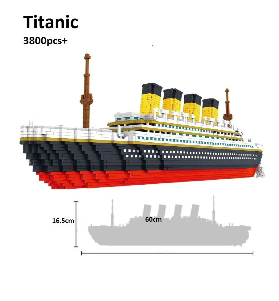 

3800 Pcs PZX Mini Blocks Titanic Ship Building Bricks Educational Toy Boat Juguetes Girls Gifts for Kids Christmas Present 9913