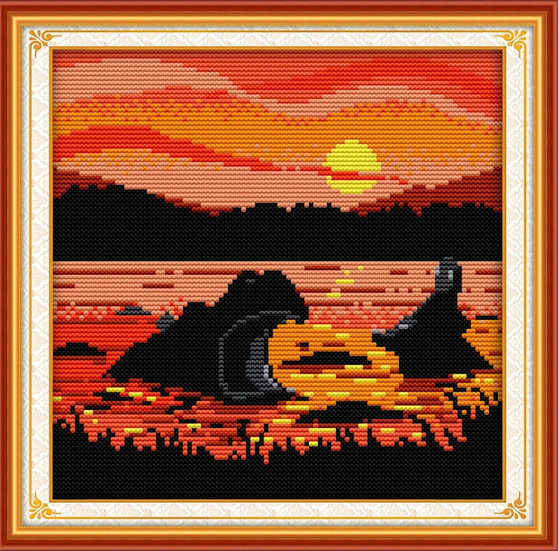 Набор для вышивки крестиком The sunset hippo мультяшный 11 карат рукоделие сделай
