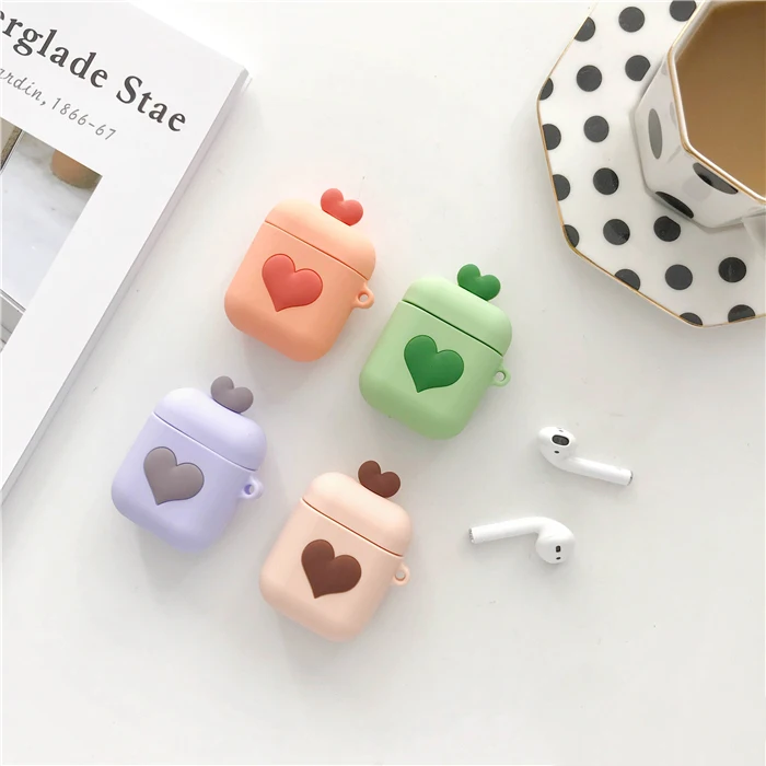 Силиконовый чехол с милым сердечком для Apple Airpods, защитный чехол, Bluetooth, беспроводной чехол для наушников, чехол для зарядки