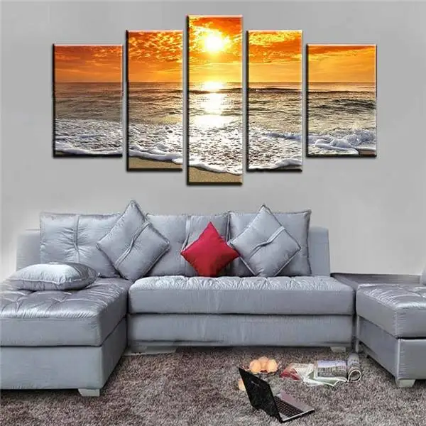 5 шт. Wall Art абстрактный морской пляж волны Группа картина маслом на холсте для