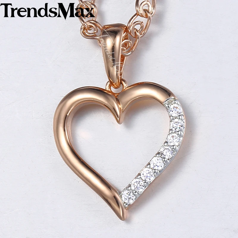 Trendsmax женское ожерелье подвеска в виде сердца со льдом проложенные Стразы роза