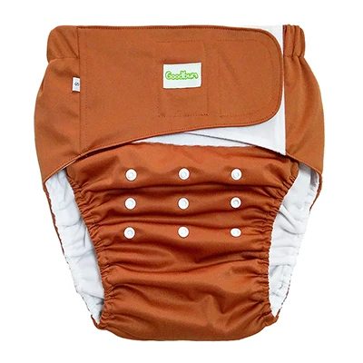 Brown Goodbum взрослых тканевые подгузники многоразовые пожилыми людьми моющиеся Подгузники дышащие брюки работы Однотонная одежда регулируемый - Цвет: Brown