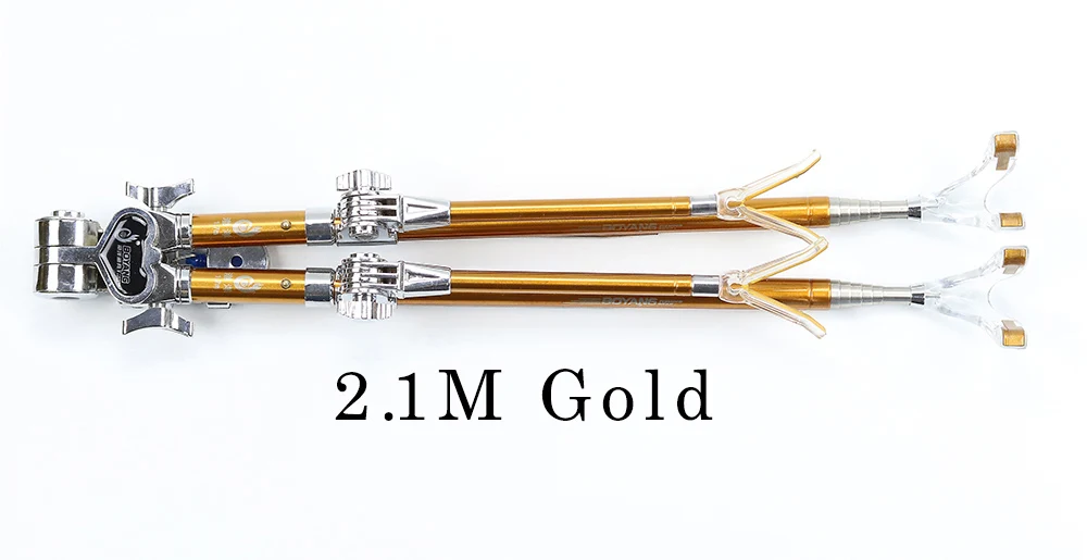2.1M-Gold JOSBY держатель для удочки с регулируемым углом наклона, держатель для удочек, 1,7 м, 1,9 м, 2,1 м, телескопический инструмент для рыбалки, ручной Ro телескопический - Цвет: 2.1M-Gold