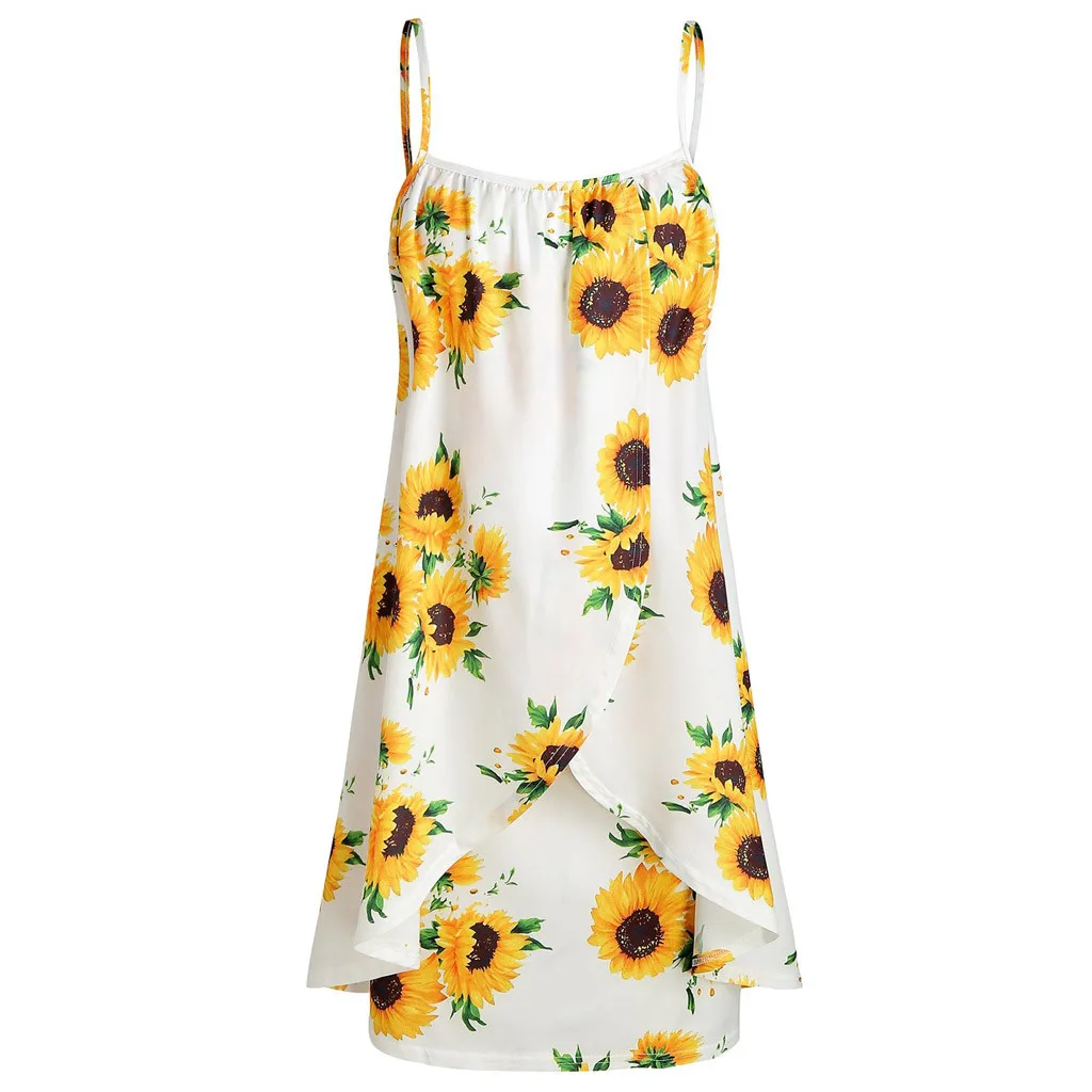 New women's short sleeved Bow Tie Blouse Sunflower Print Dress Suit Fashion Summer Girl Comfortable Dresses Casual|Женские платья| |