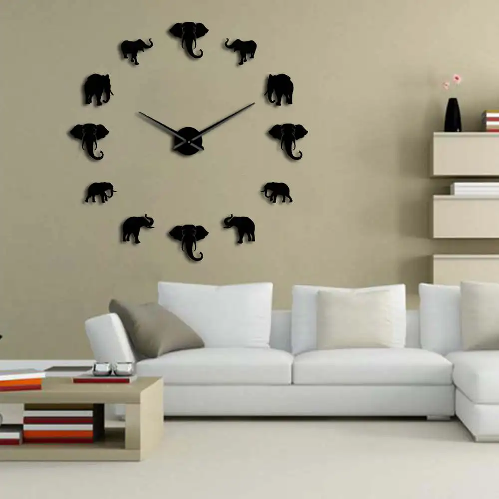 Jungle Animals Elephant DIY большие настенные часы домашний декор современный дизайн