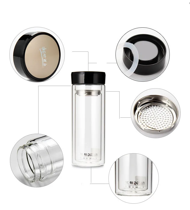 1 шт. двойная бутылка для воды стеклянная чайная с фруктовым наполнением стакан