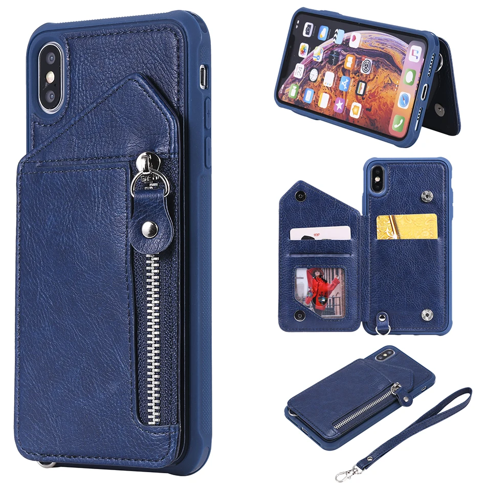 

Retro PU Leather Case For iPhone X 6 6s 7 8 Plus XS 5 5S SE Multi Card Holders Phone Cases For iPhone XS Max XR 10 Cover B16