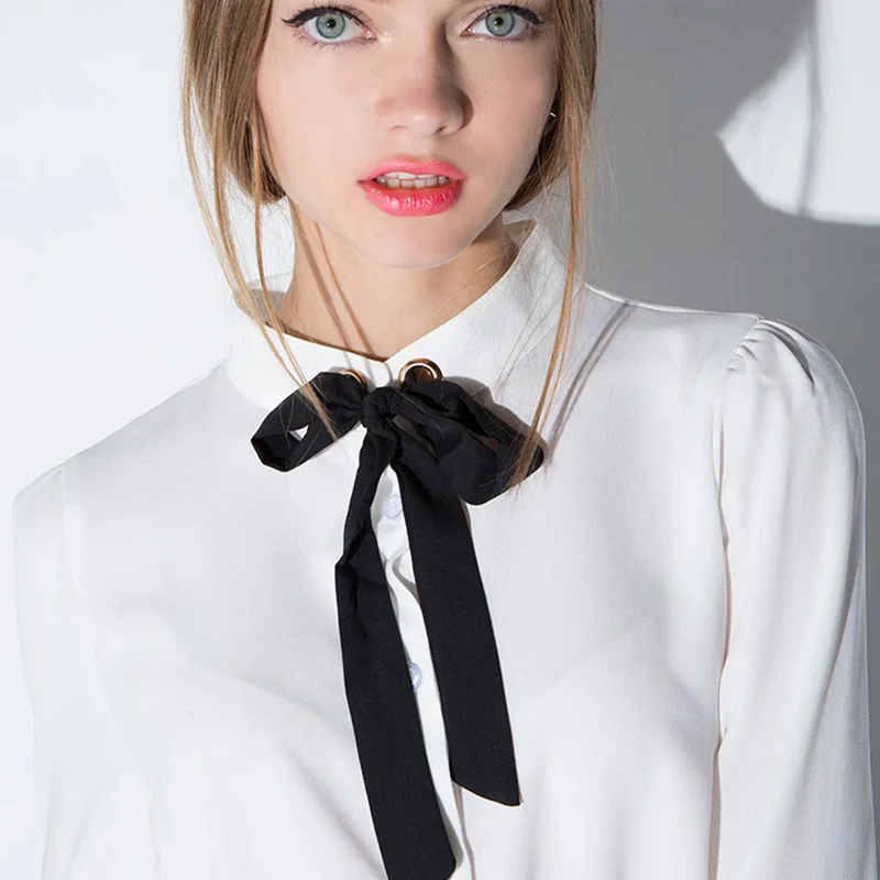 Женская блузка HDY Haoduoyi белая однотонная на шнурках с бантом 2020|blouse brand|blouse stylebrand