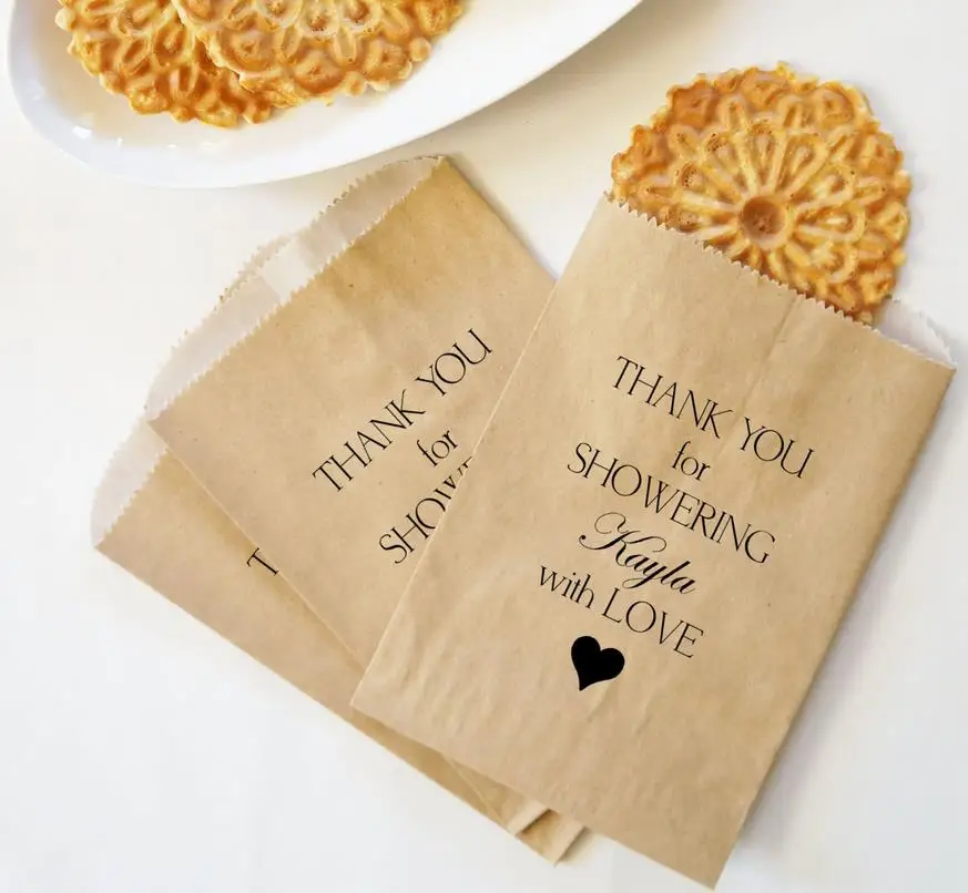 

personalized Wedding Cookie Bridal baby Shower Kraft Paper Bakery Cookie desserts gifts Favors Bags holder pouches Custom Names