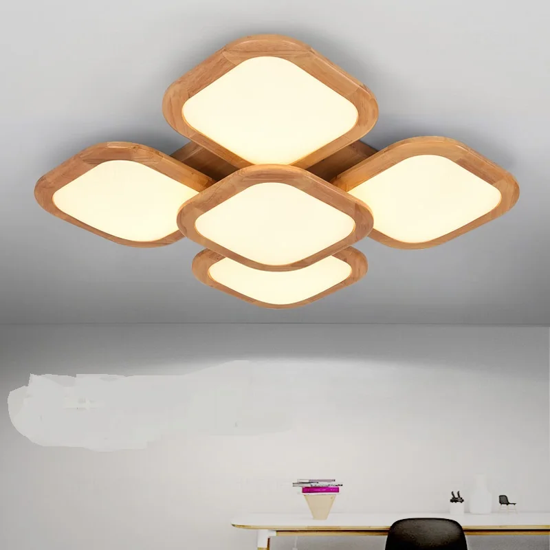 Светодиодный потолочный светильник деревянный для гостиной атмосферный с
