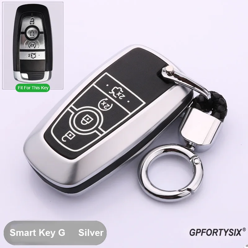 Silver-smart key G Светящийся сплав для стилизации автомобильного пульта Брелок чехол для ключей для Ford Fiesta Focus 3 4 MK3 MK4 Mondeo Ecosport Kuga Focus ST - Название цвета: Silver-smart key G