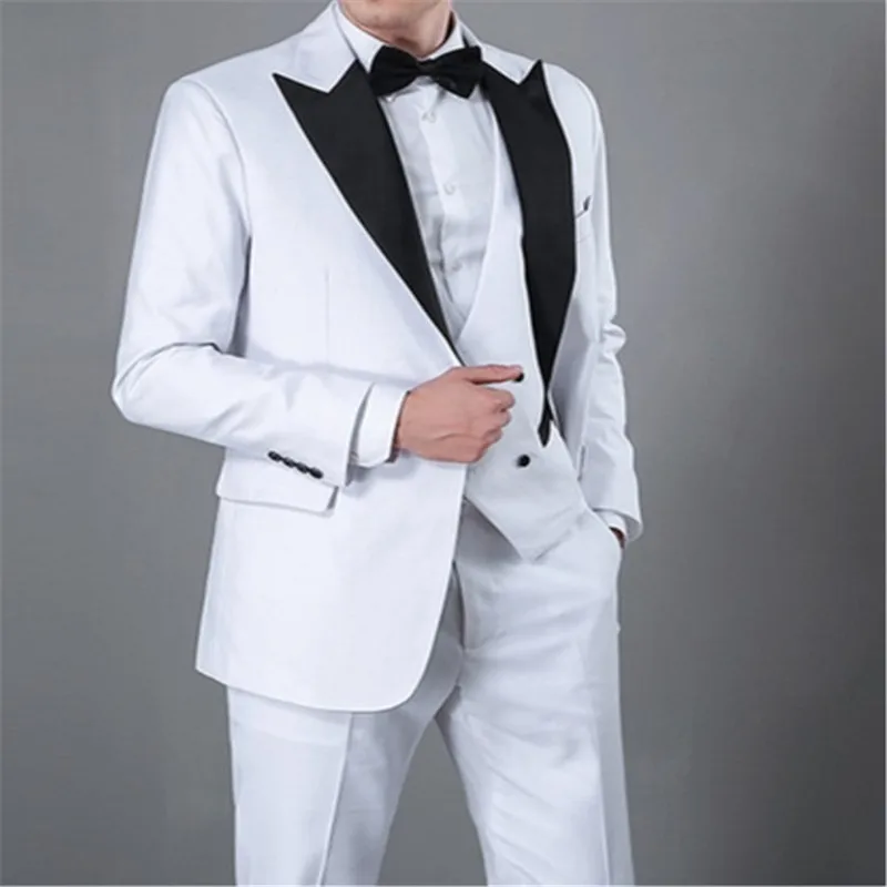 Классический Тонкий смокинг жениха для жениха на пике, мужские костюмы для свадьбы/выпускного бала, лучший мужской блейзер (пиджак + брюки + галстук + жилет) A227