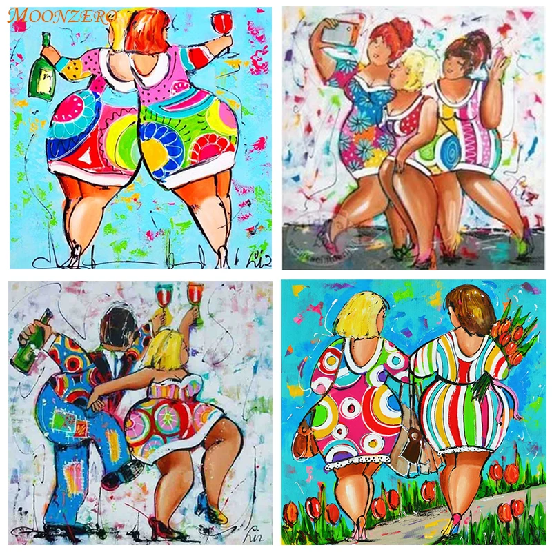 

5D DIY round / square full diamond painting sexy fat woman multi-image combination embroidery cross stitch mosaic holiday gift