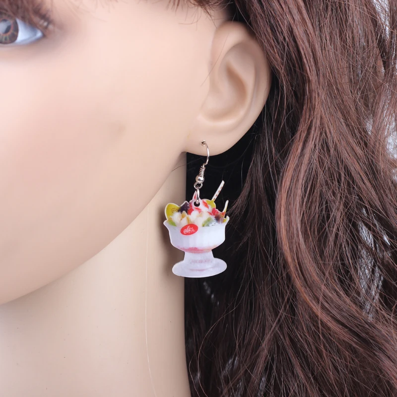 1 пара акриловые разноцветные украшения в виде мороженого фруктов|food earrings|earring
