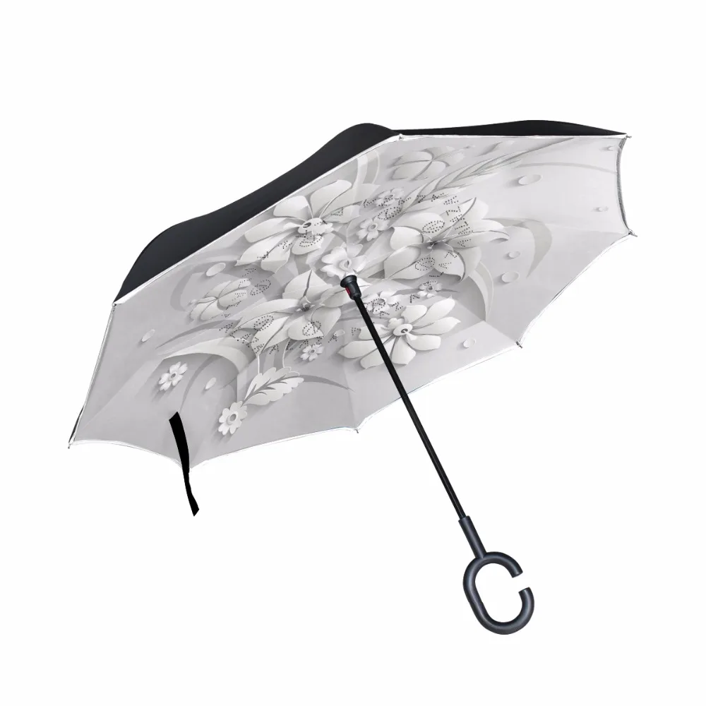 3d зонт с эффектом цветов защитой от ветра|reverse umbrella|car umbrellaumbrella windproof |
